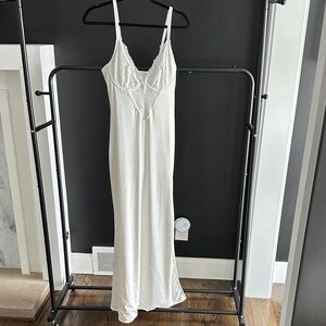 Elegant Cream Lace Trim Dress